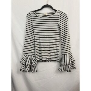We the Free People Good Find Womens Blouse Size XS Striped Ruffle Bell Sleeve